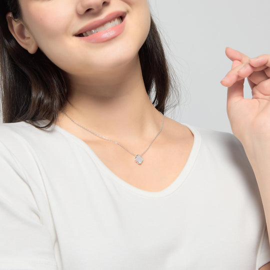Mother of Pearl Gemstone Clover Necklace