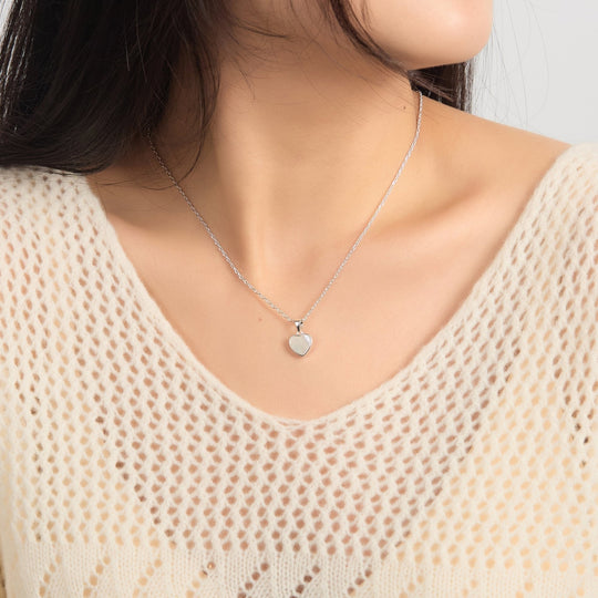 Mother of Pearl Gemstone Heart Necklace with Quote Card - Philip Jones Jewellery