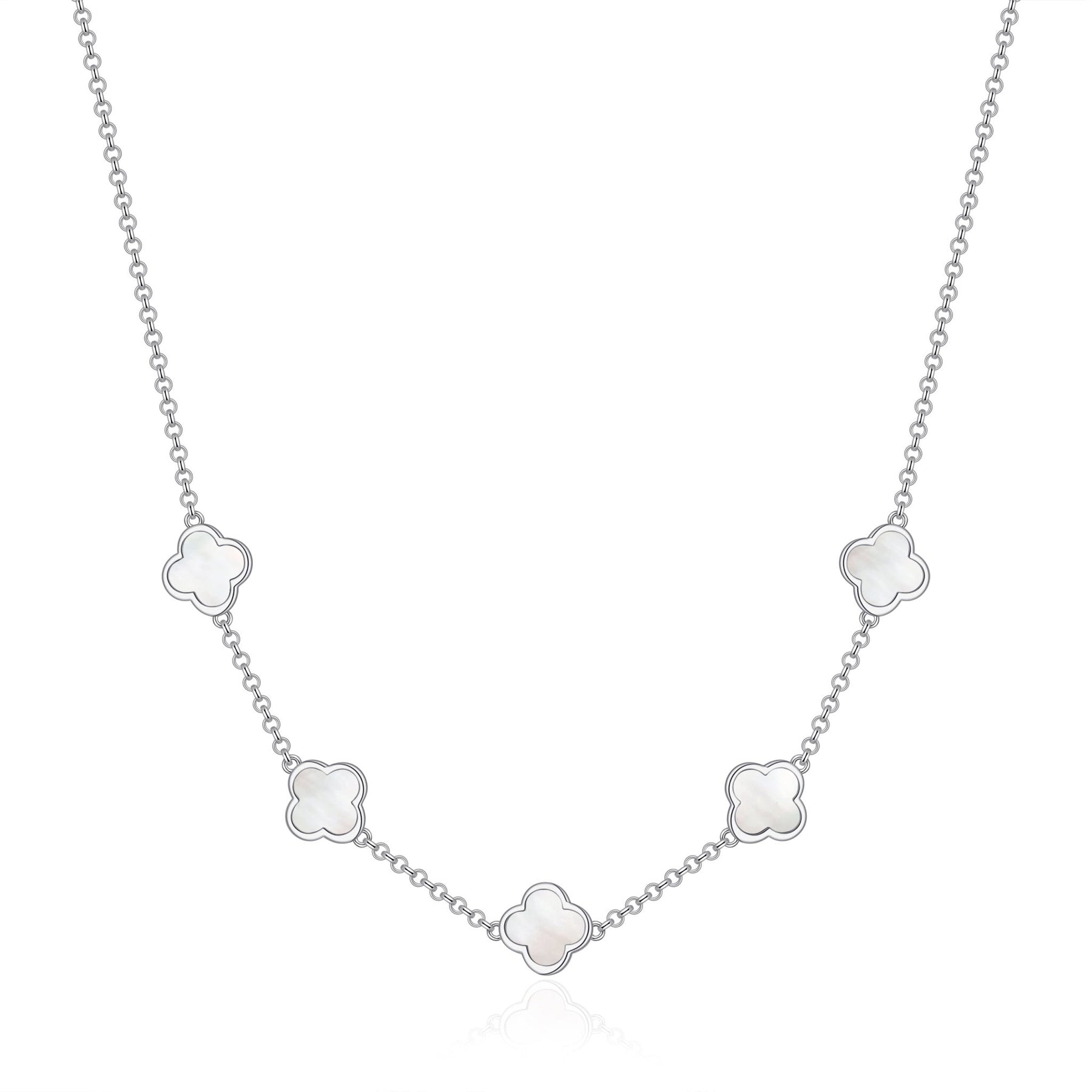 mother of pearl gemstone multi clover necklace 720524