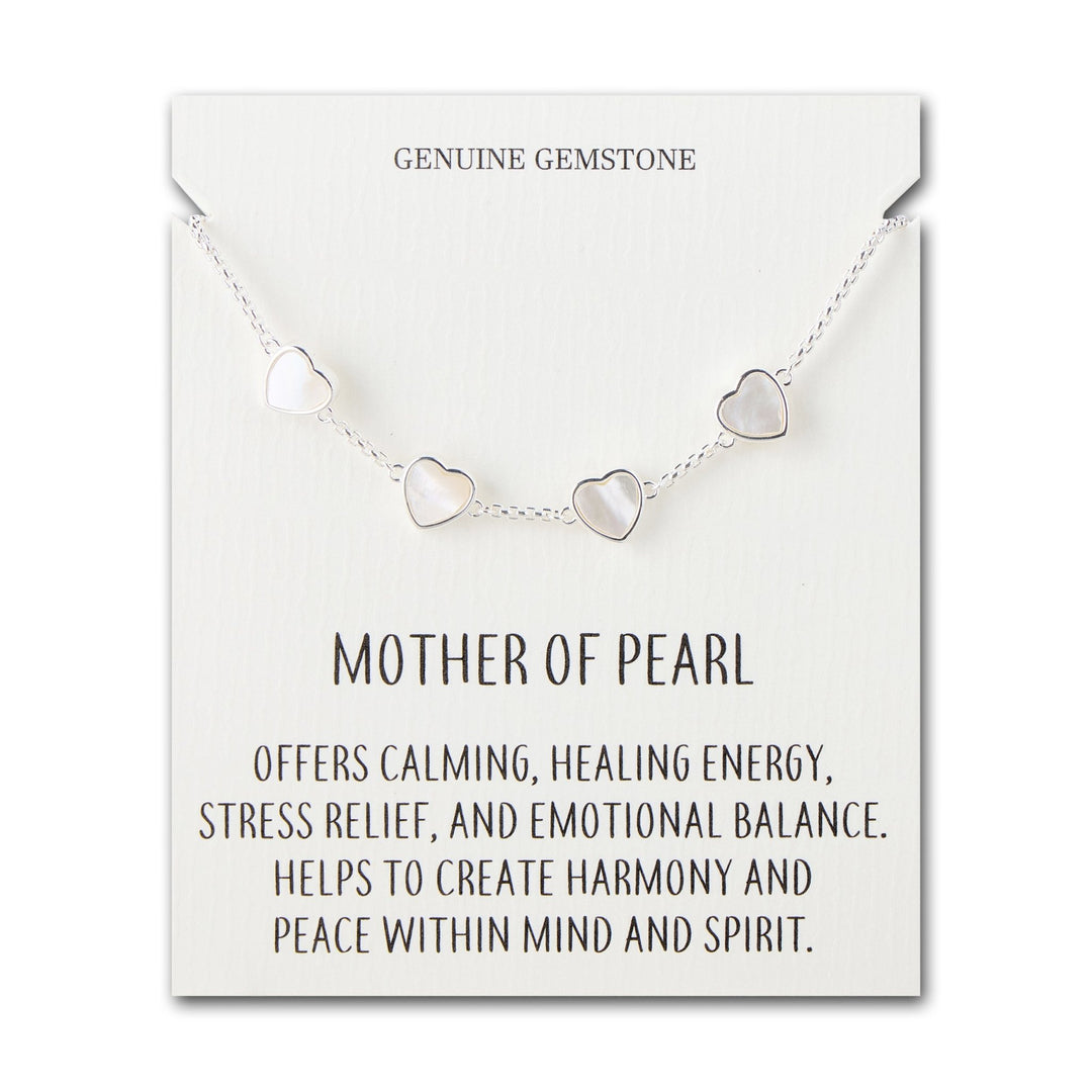Mother of Pearl Gemstone Multi Heart Friendship Bracelet with Quote Card - Philip Jones Jewellery
