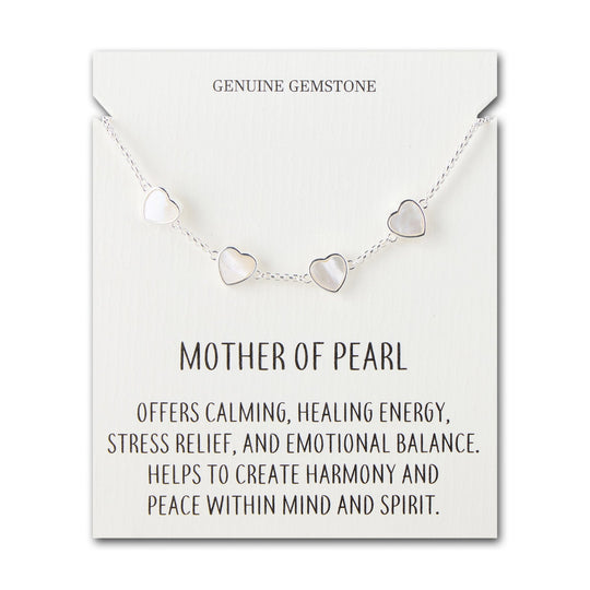 Mother of Pearl Gemstone Multi Heart Friendship Bracelet with Quote Card - Philip Jones Jewellery