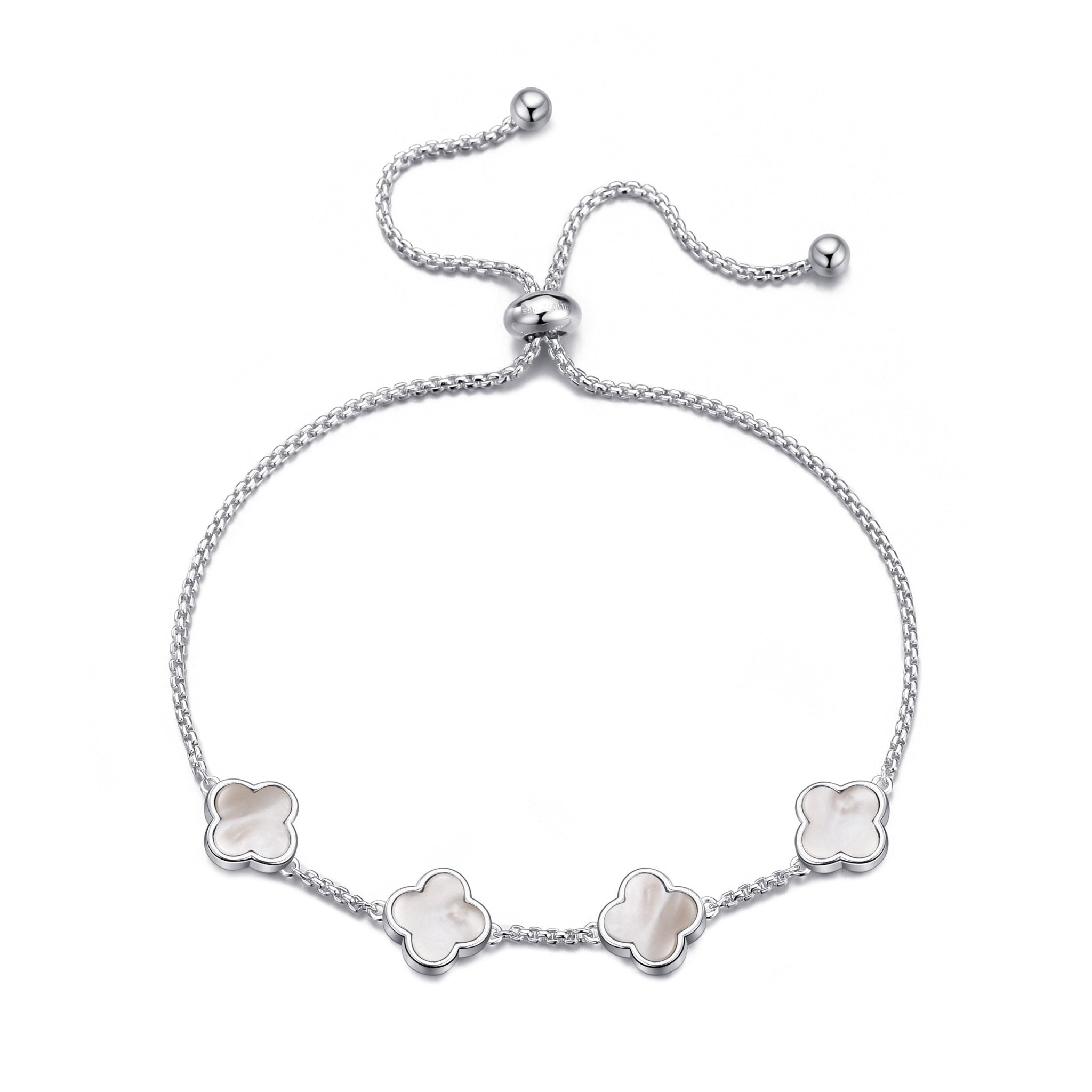 Mother Of Pearl Multi Clover Friendship Bracelet - Philip Jones Jewellery