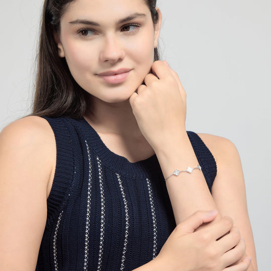 Mother Of Pearl Multi Clover Friendship Slider Bracelet