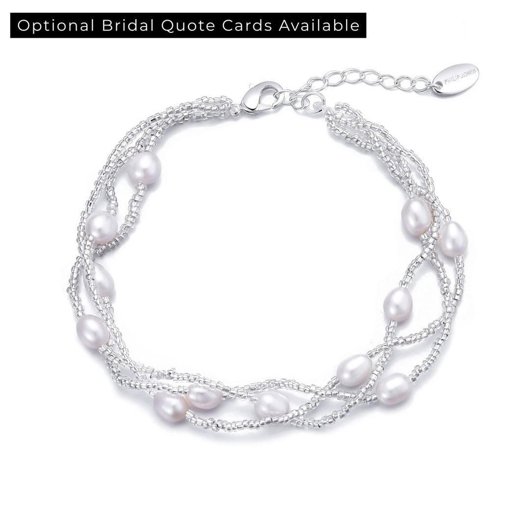 Multi Strand Freshwater Pearl Bridal Bracelet - Philip Jones Jewellery