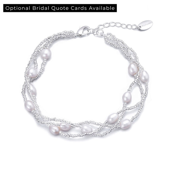Multi Strand Freshwater Pearl Bridal Bracelet - Philip Jones Jewellery