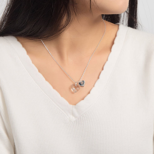 Mum Heart Crystal Necklace Created with Zircondia® Crystals - Philip Jones Jewellery