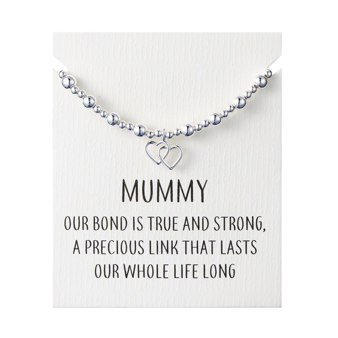Mummy Heart Link Beaded Stretch Bracelet with Quote Card - Philip Jones Jewellery