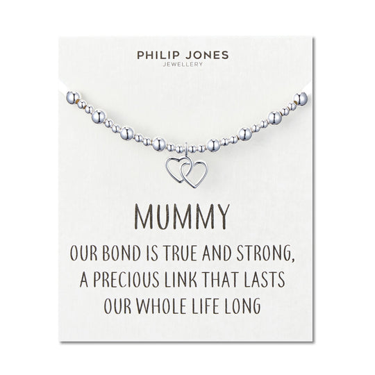 Mummy Heart Link Beaded Stretch Bracelet with Quote Card - Philip Jones