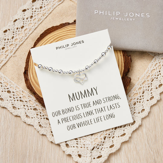 Mummy Infinity Heart Beaded Stretch Bracelet with Quote Card