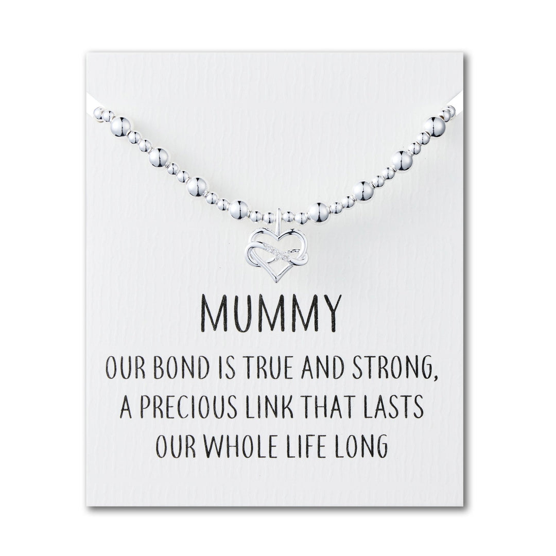 Mummy Infinity Heart Beaded Stretch Bracelet with Quote Card - Philip Jones