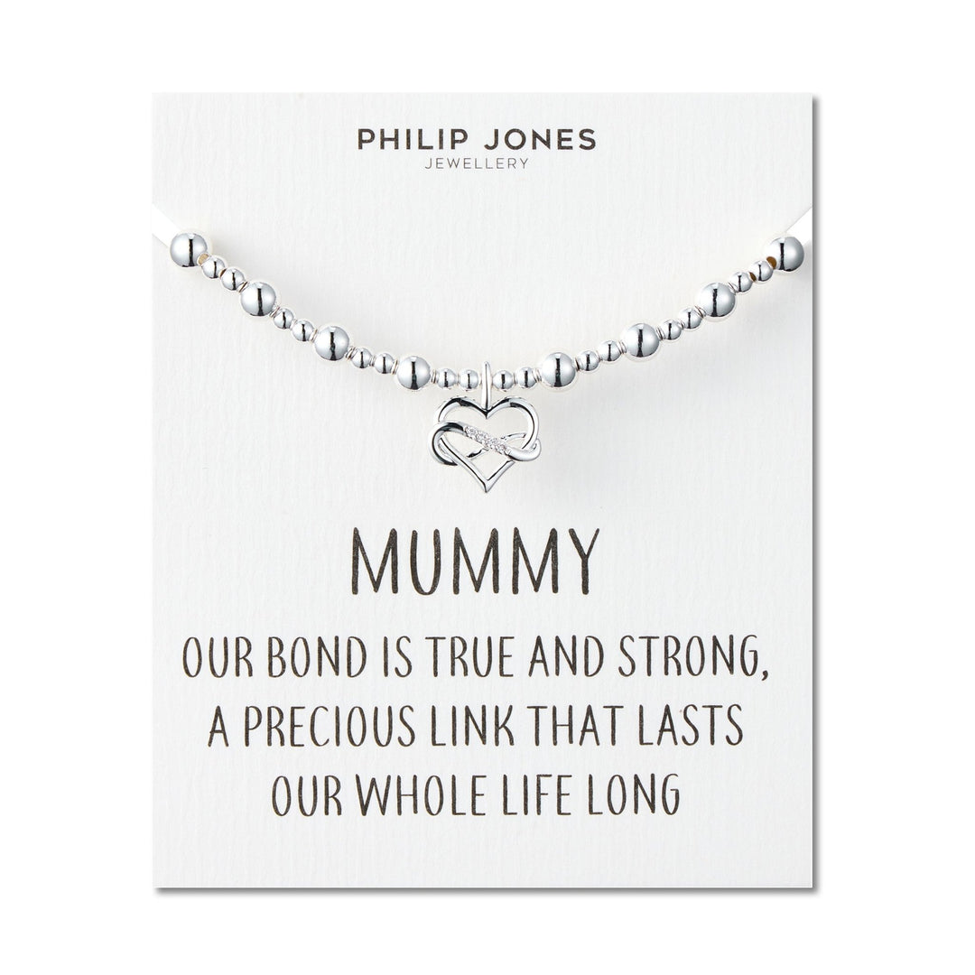 Mummy Infinity Heart Beaded Stretch Bracelet with Quote Card - Philip Jones