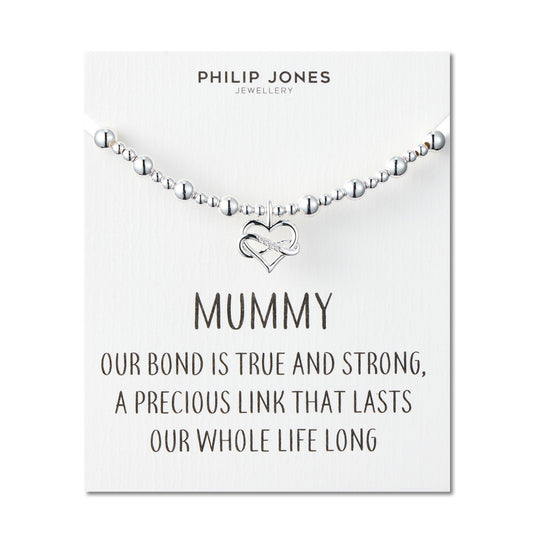 Mummy Infinity Heart Beaded Stretch Bracelet with Quote Card - Philip Jones