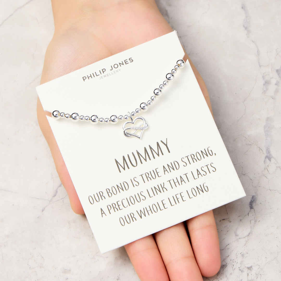 Mummy Infinity Heart Beaded Stretch Bracelet with Quote Card