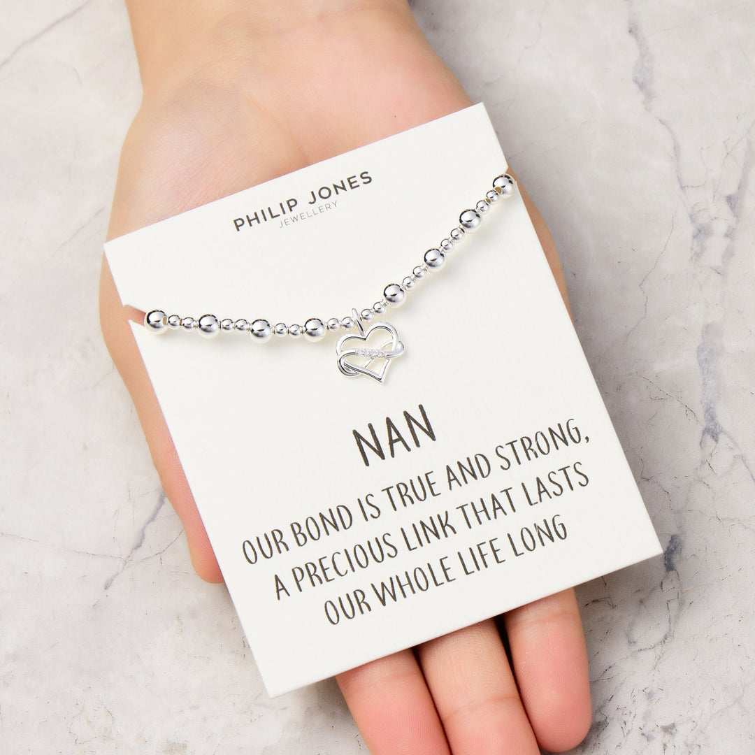 Nan Infinity Heart Beaded Stretch Bracelet with Quote Card