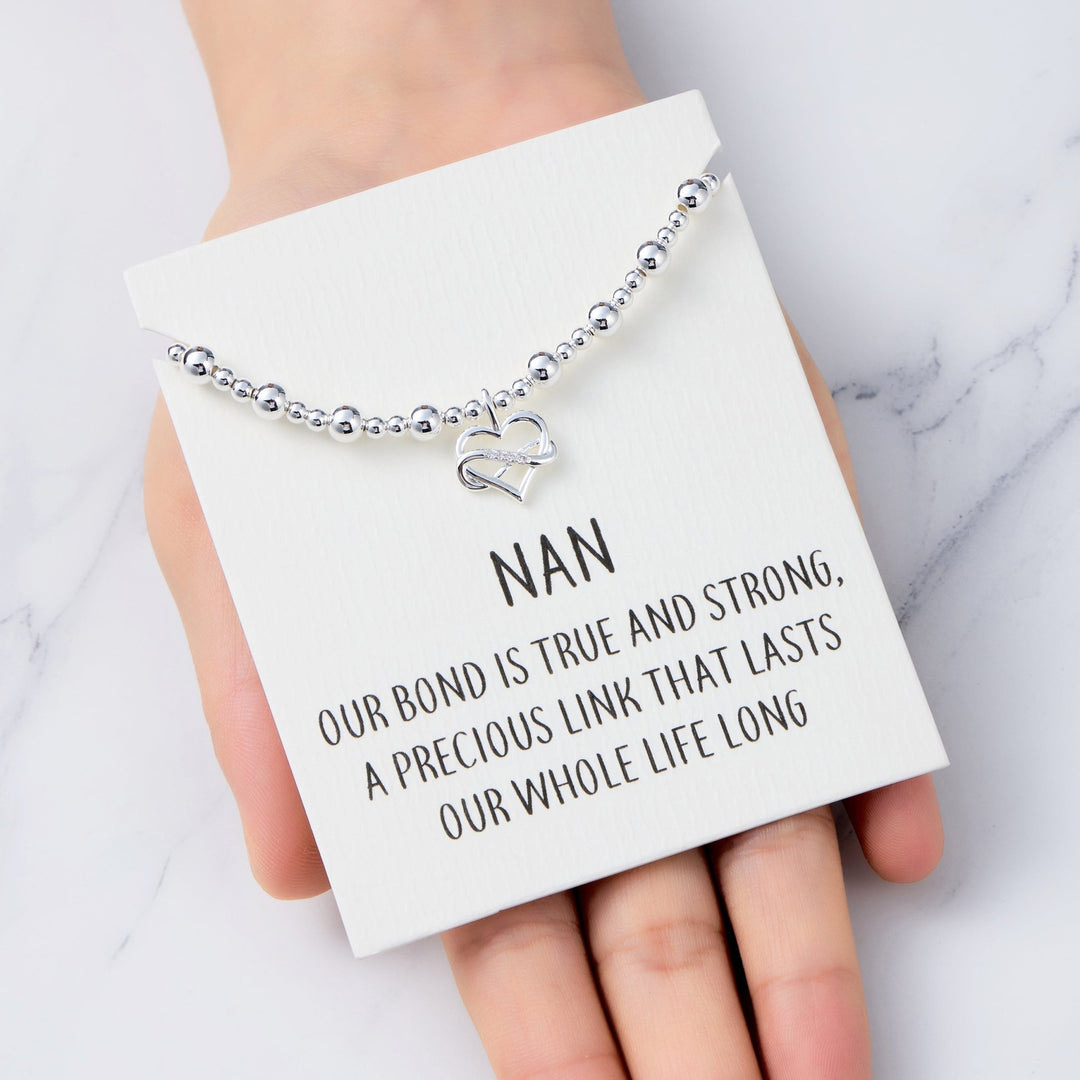 Nan Infinity Heart Beaded Stretch Bracelet with Quote Card