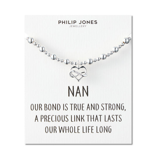 Nan Infinity Heart Beaded Stretch Bracelet with Quote Card - Philip Jones