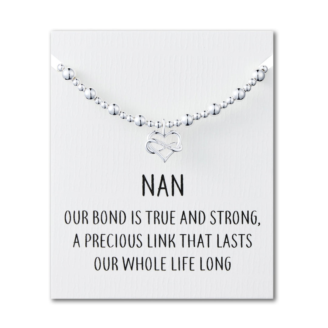 Nan Infinity Heart Beaded Stretch Bracelet with Quote Card - Philip Jones