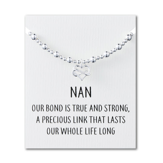 Nan Infinity Heart Beaded Stretch Bracelet with Quote Card - Philip Jones