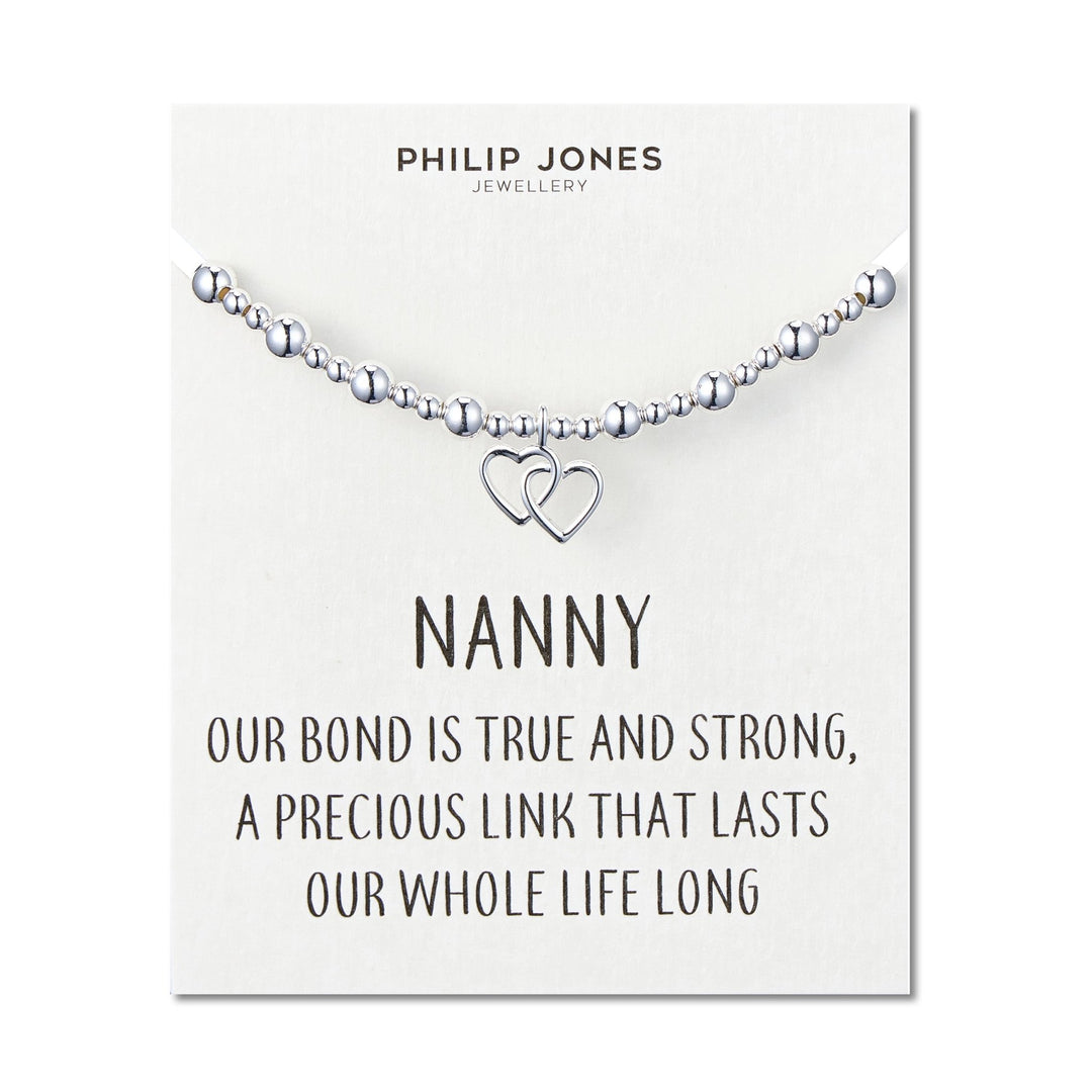 Nanny Heart Link Beaded Stretch Bracelet with Quote Card - Philip Jones