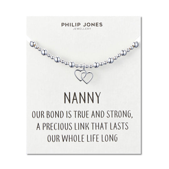 Nanny Heart Link Beaded Stretch Bracelet with Quote Card - Philip Jones