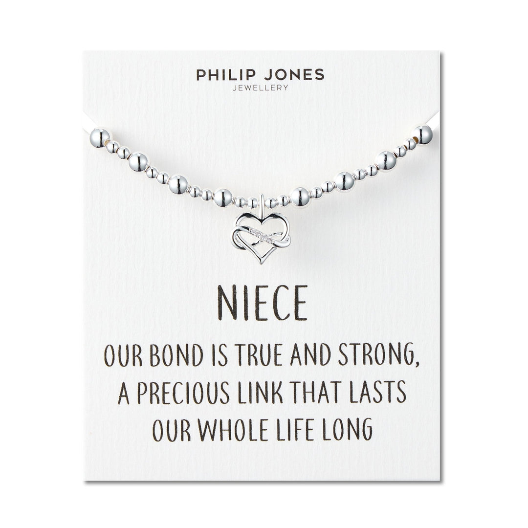 Niece Infinity Heart Beaded Stretch Bracelet with Quote Card - Philip Jones