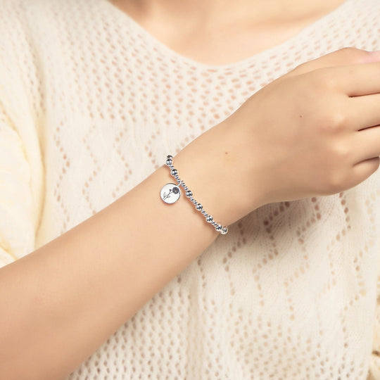November Birth Flower Chrysanthemum Beaded Stretch Bracelet