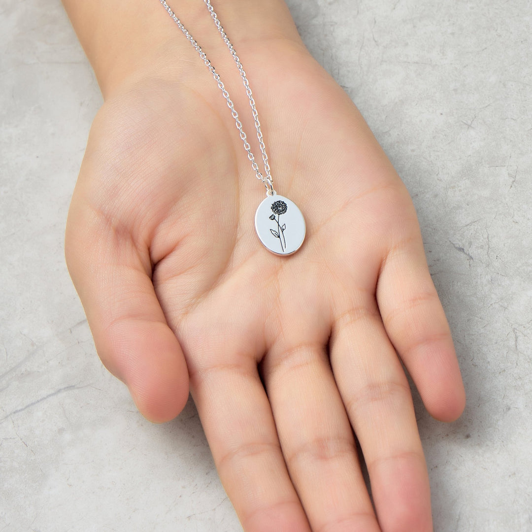 November Birth Flower Chrysanthemum Necklace - Philip Jones Jewellery