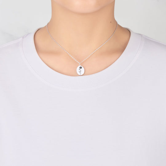 November Birth Flower Chrysanthemum Necklace with Card - Philip Jones Jewellery