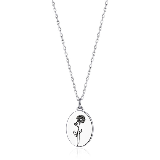 November Birth Flower Chrysanthemum Necklace with Card - Philip Jones Jewellery
