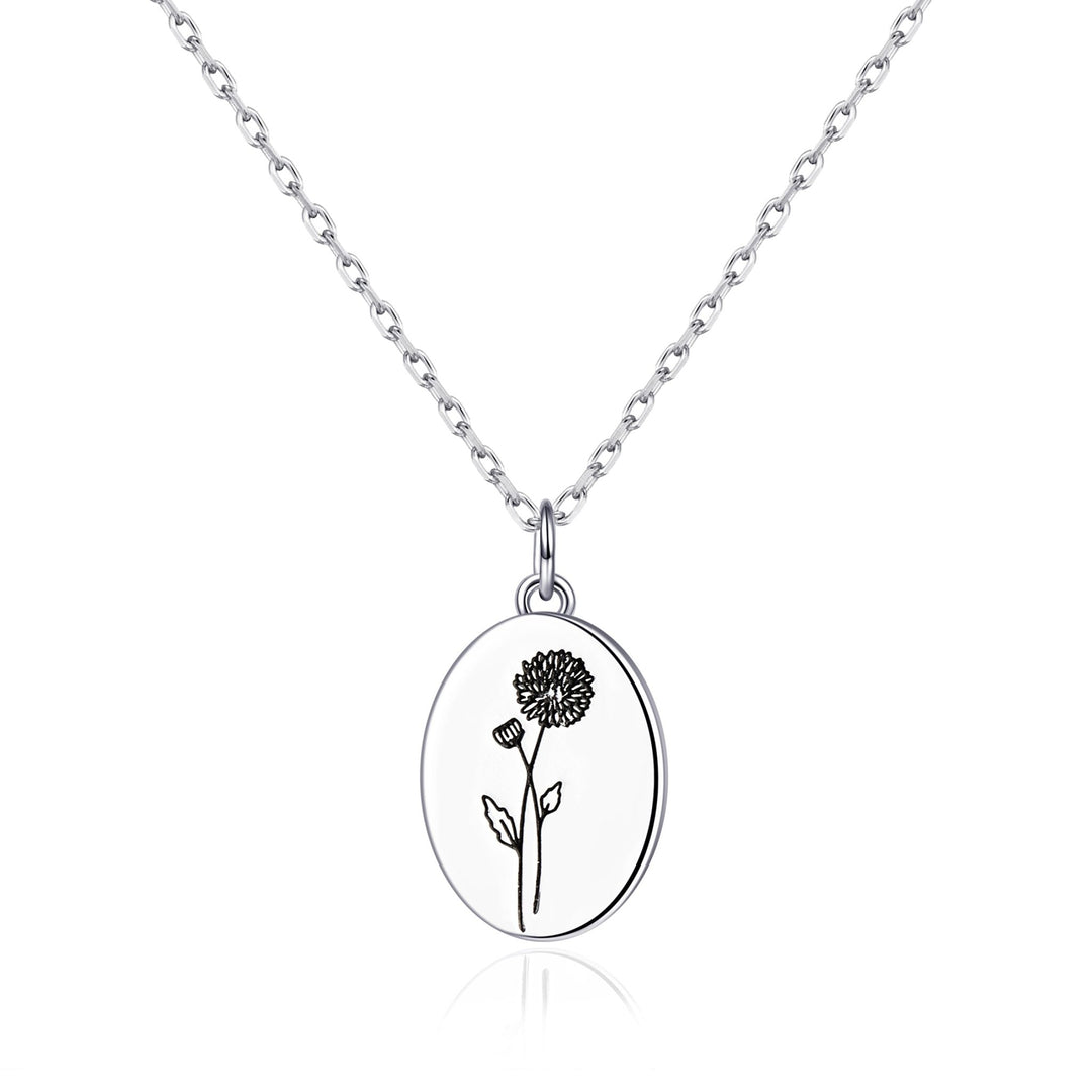 November Birth Flower Chrysanthemum Necklace with Card - Philip Jones Jewellery