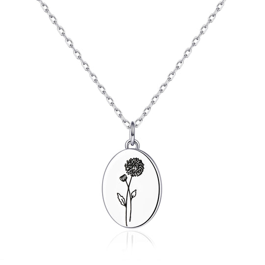 November Birth Flower Chrysanthemum Necklace with Card - Philip Jones Jewellery