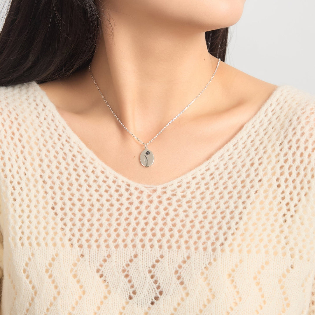 November Birth Flower Chrysanthemum Necklace with Card - Philip Jones Jewellery