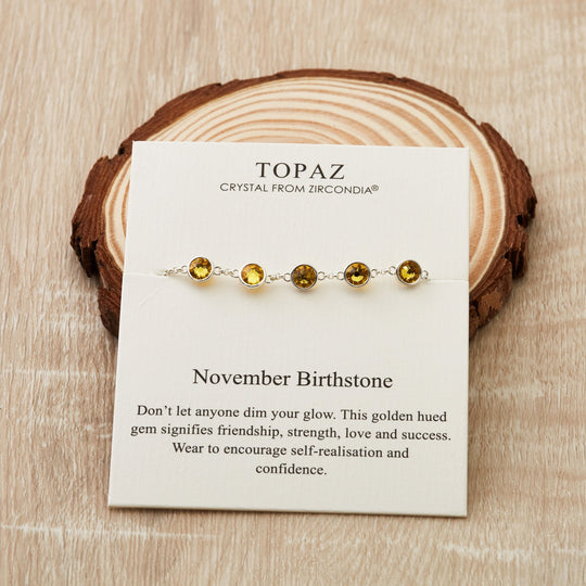 November Birthstone Bracelet Created with Topaz Zircondia® Crystals - Philip Jones Jewellery