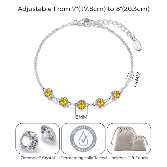 November Birthstone Bracelet Created with Topaz Zircondia® Crystals - Philip Jones Jewellery
