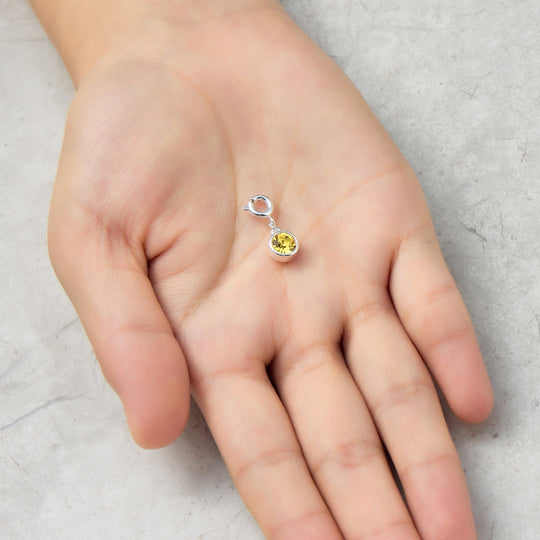 November (Topaz) Birthstone Charm Created with Zircondia® Crystals - Philip Jones Jewellery