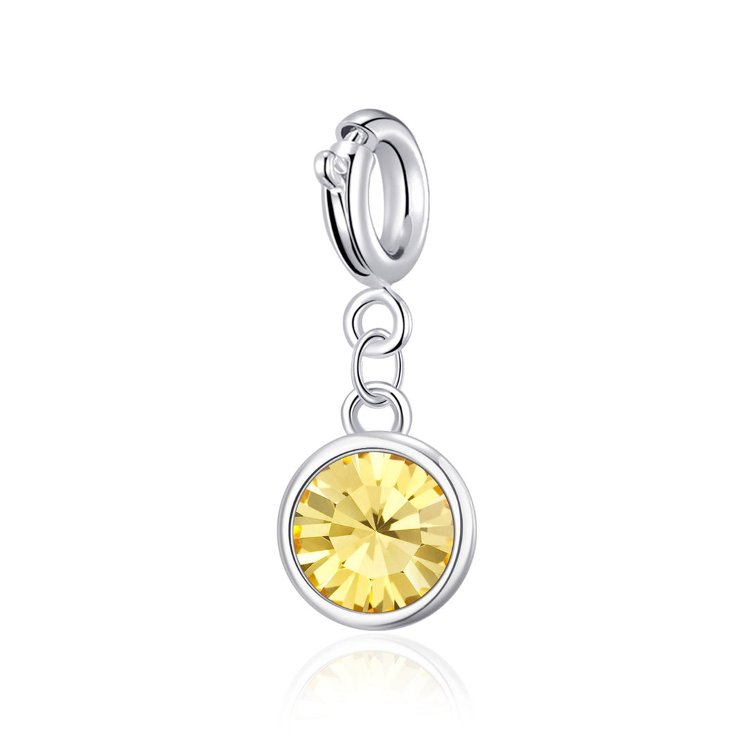 November (Topaz) Birthstone Charm Created with Zircondia® Crystals - Philip Jones Jewellery
