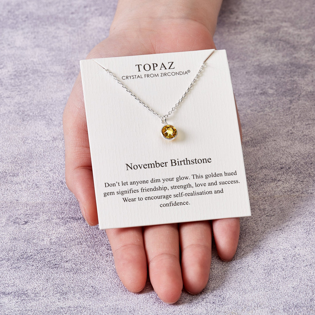 November (Topaz) Birthstone Necklace Created with Zircondia