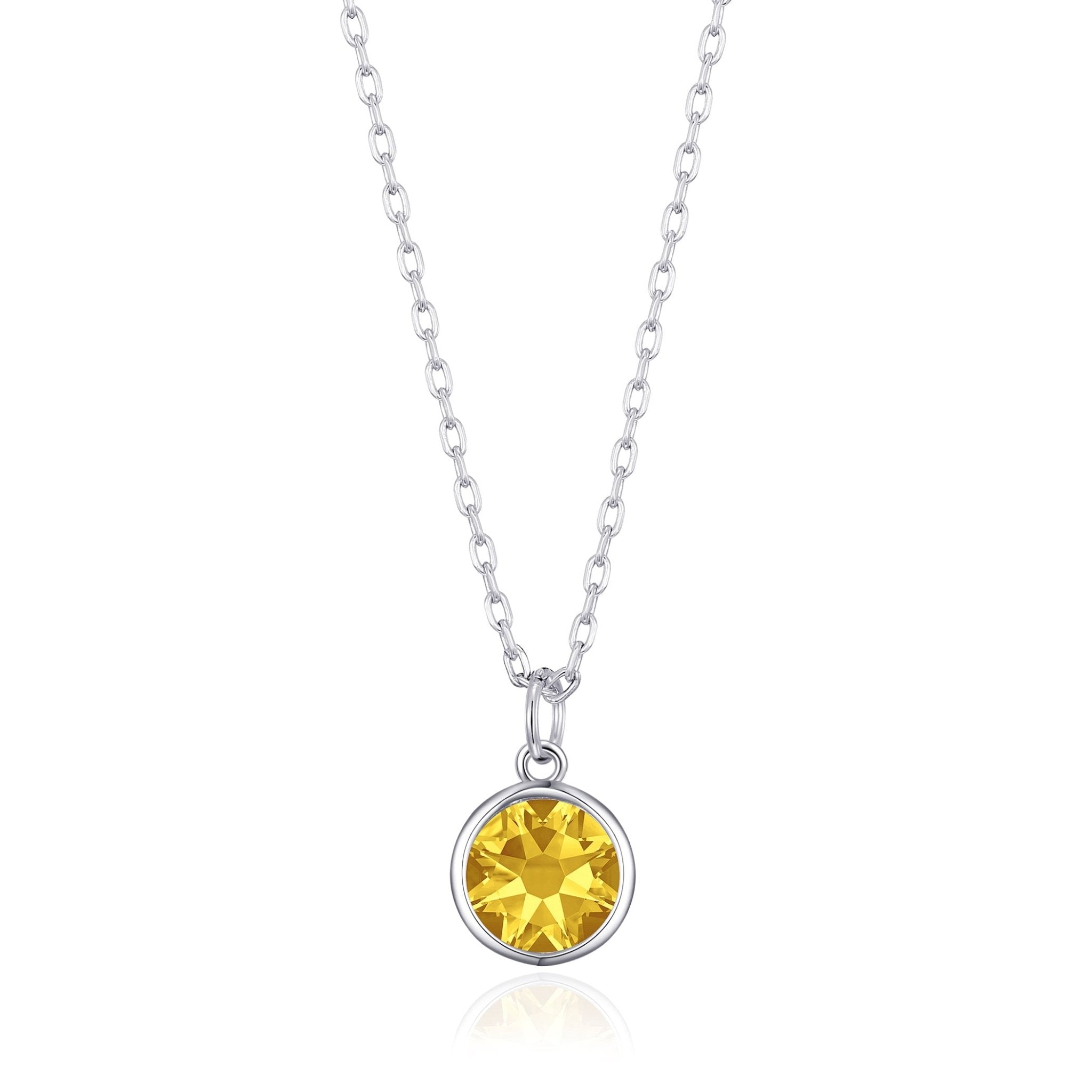 November (Topaz) Birthstone Necklace Created with Zircondia® Crystals - Philip Jones Jewellery