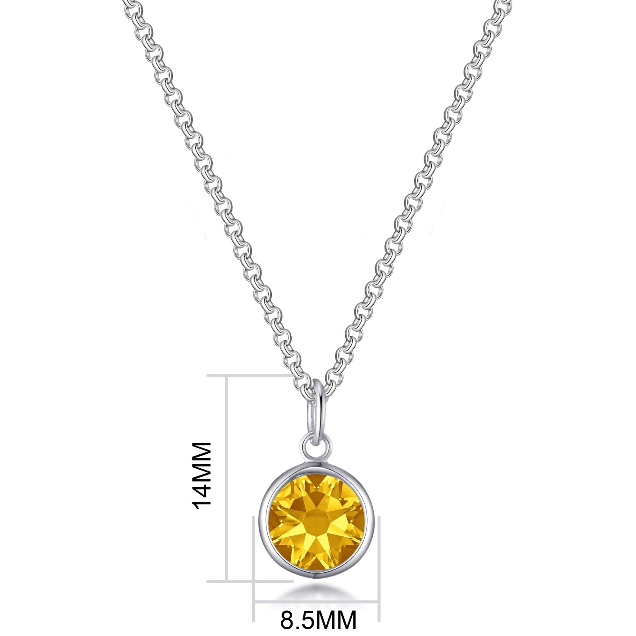 November (Topaz) Birthstone Necklace with Initial Charm (A to Z) Created with Zircondia® Crystals - Philip Jones Jewellery