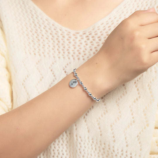 October Birth Flower Cosmos Beaded Stretch Bracelet