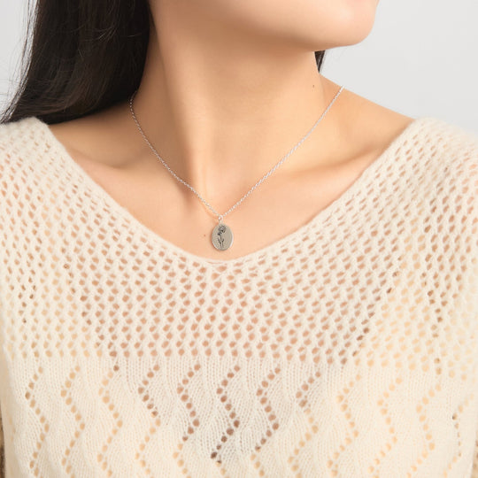 October Birth Flower Cosmos Necklace with Card - Philip Jones Jewellery