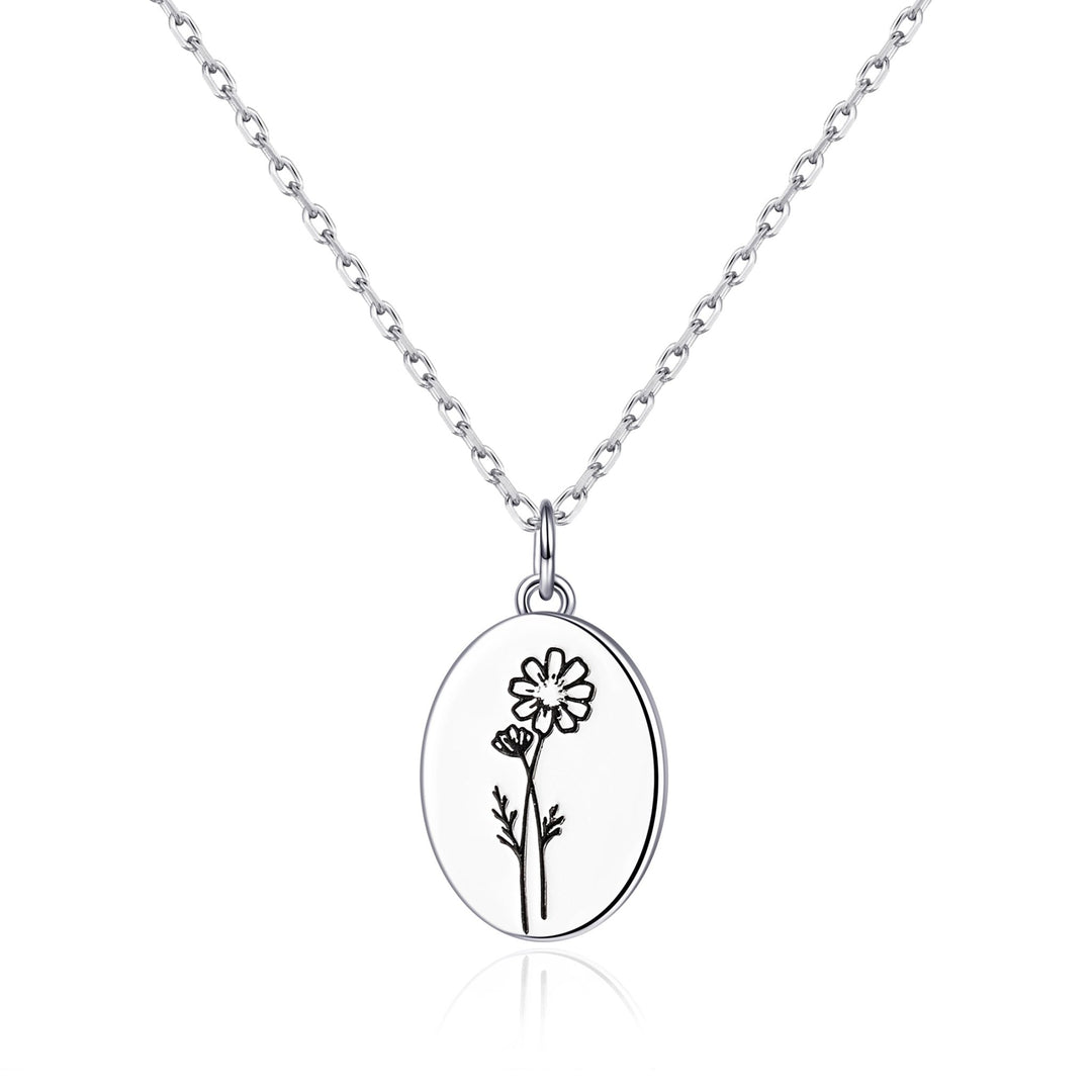 October Birth Flower Cosmos Necklace with Card - Philip Jones Jewellery