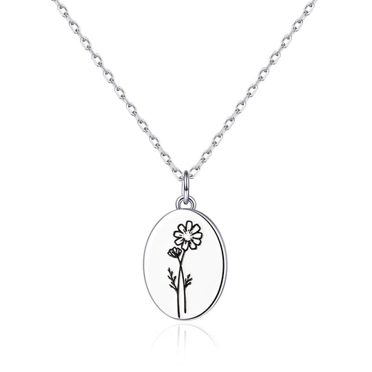 October Birth Flower Cosmos Necklace with Card - Philip Jones Jewellery