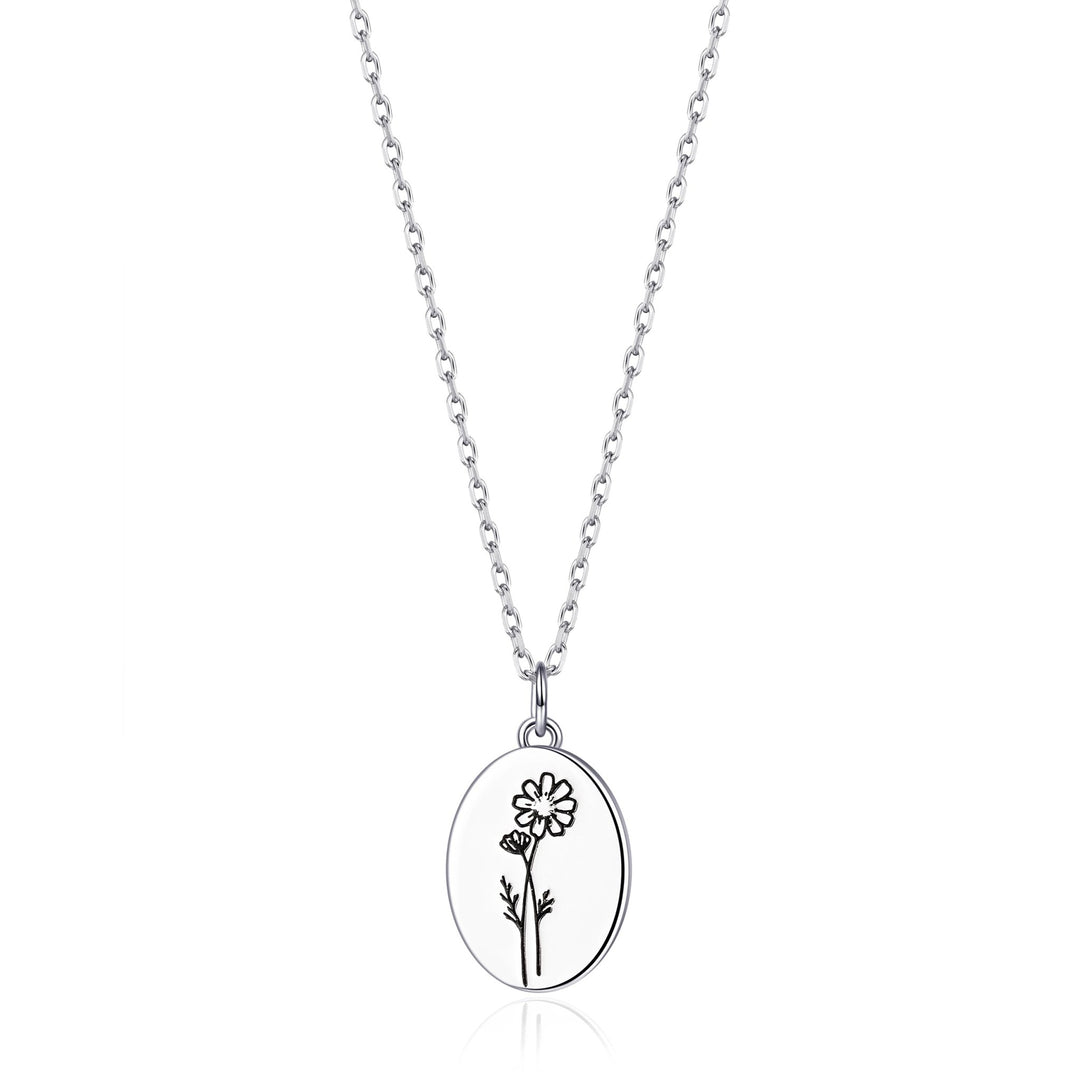 October Birth Flower Cosmos Necklace with Card - Philip Jones Jewellery