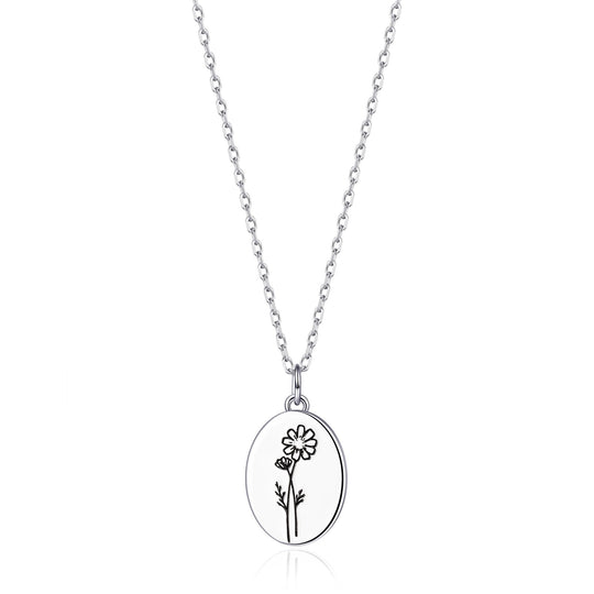 October Birth Flower Cosmos Necklace with Card - Philip Jones Jewellery