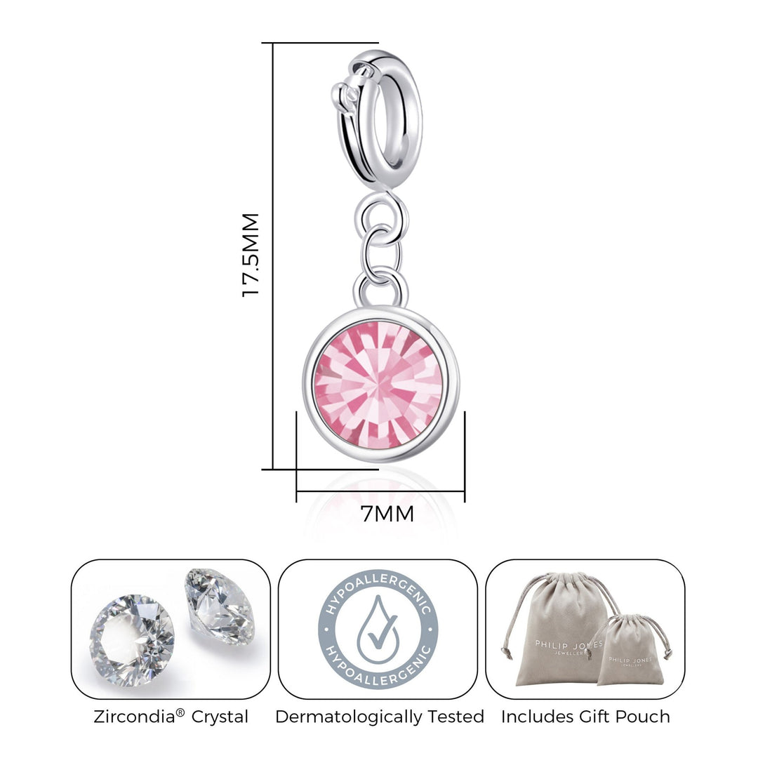 October (Tourmaline) Birthstone Charm Created with Zircondia® Crystals - Philip Jones Jewellery