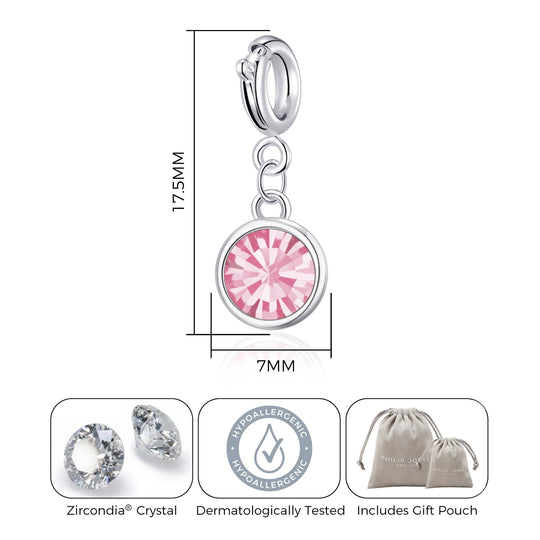 October (Tourmaline) Birthstone Charm Created with Zircondia® Crystals - Philip Jones Jewellery