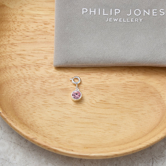 October (Tourmaline) Birthstone Charm Created with Zircondia® Crystals - Philip Jones Jewellery