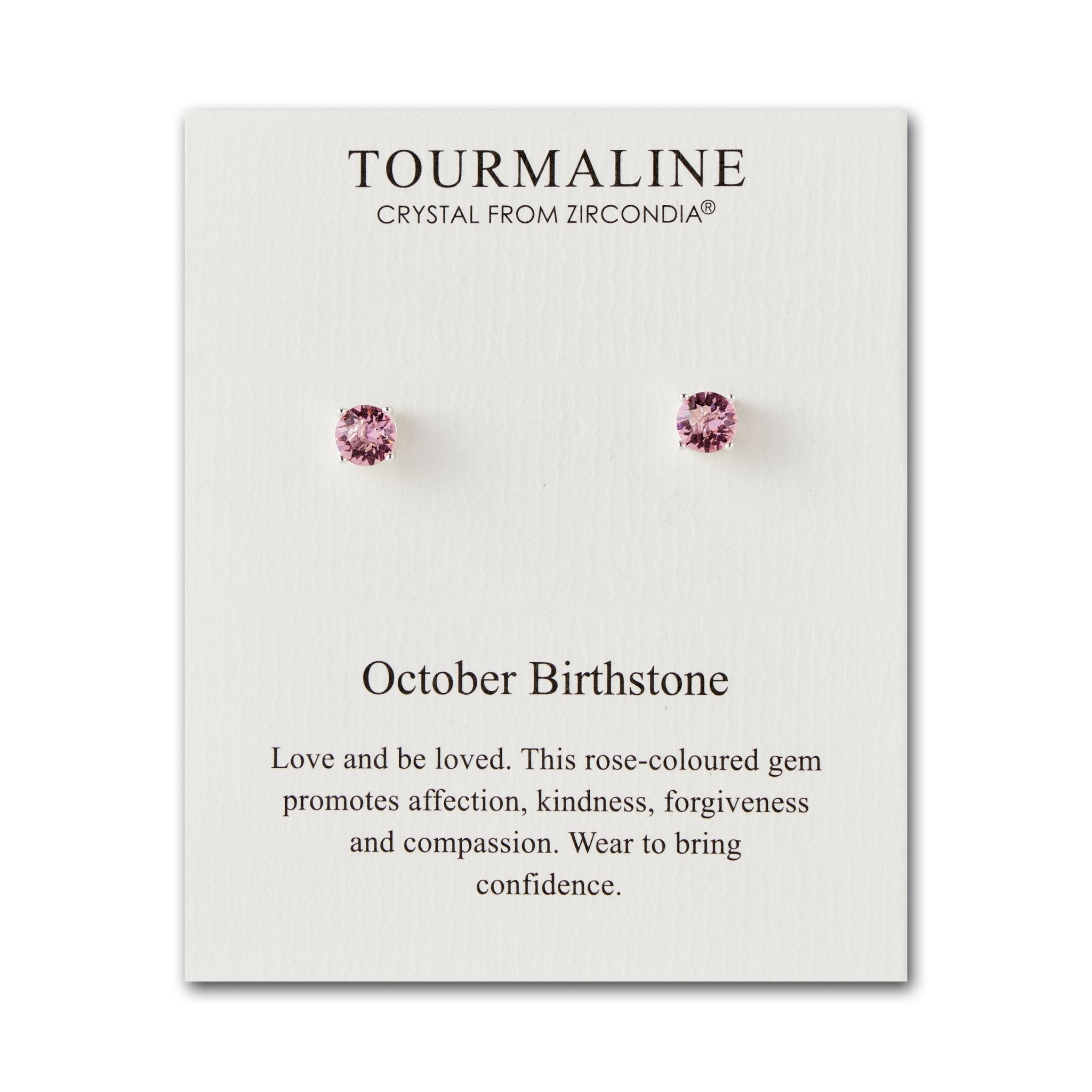 October (Tourmaline) Birthstone Earrings Created with Zircondia® Crystals - Philip Jones Jewellery