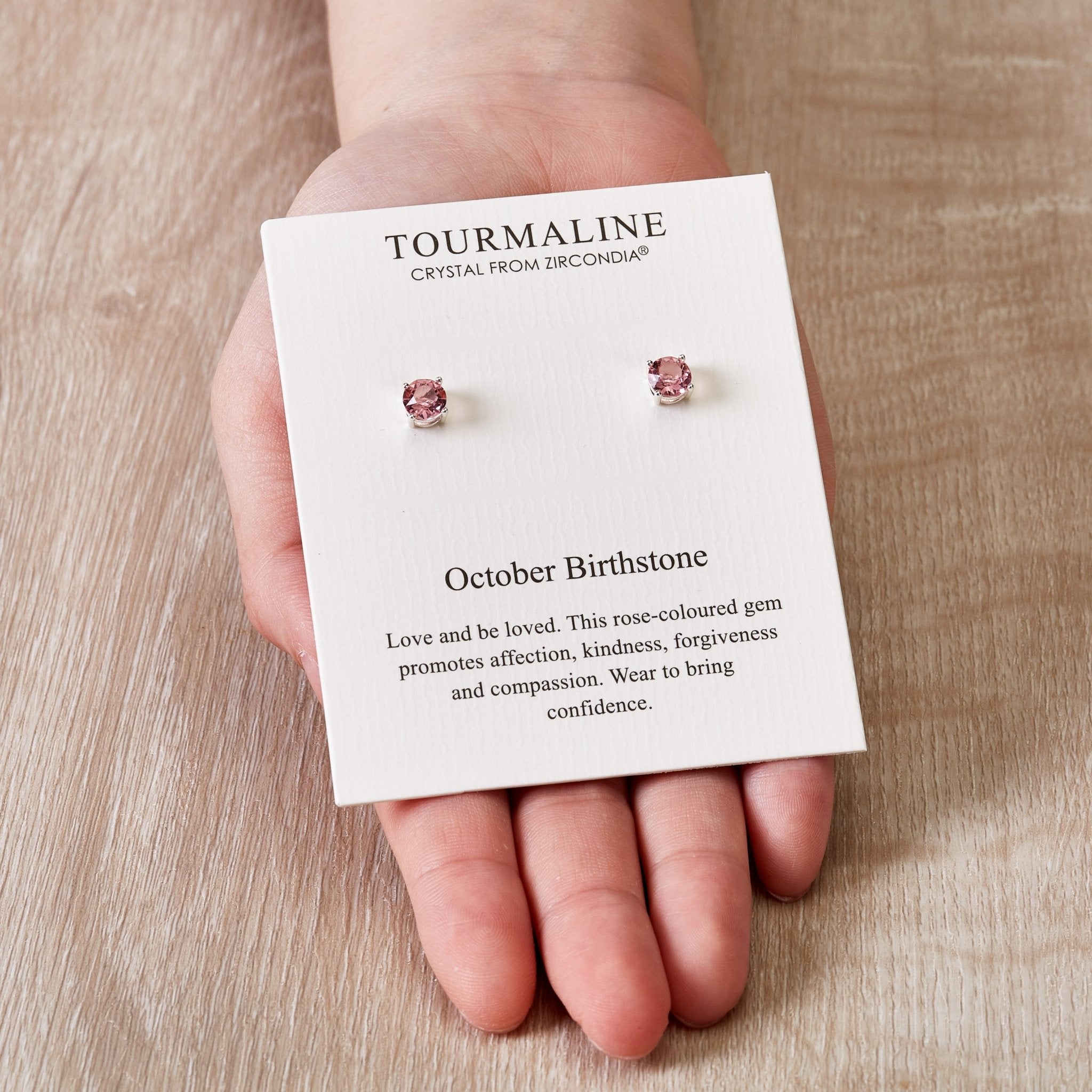 October (Tourmaline) Birthstone Earrings Created with Zircondia® Crystals - Philip Jones Jewellery